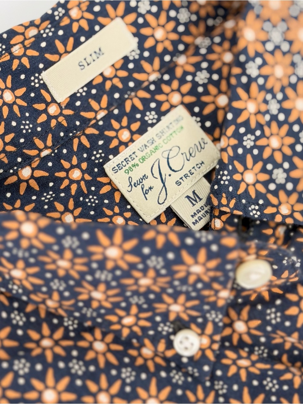 J.Crew Secret Wash Floral Shirt Men’s M Slim Organic Cotton